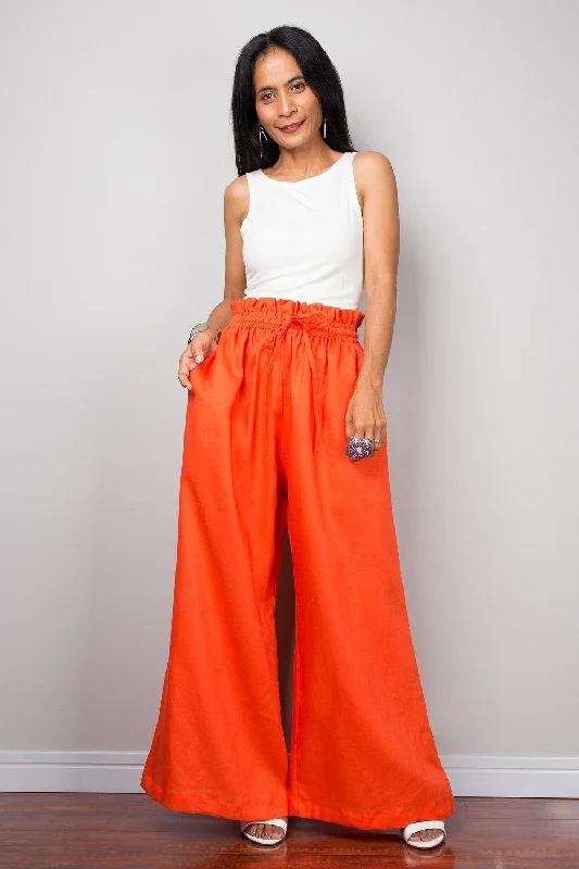 Steal Deal Orange linen wide leg palazzo pants