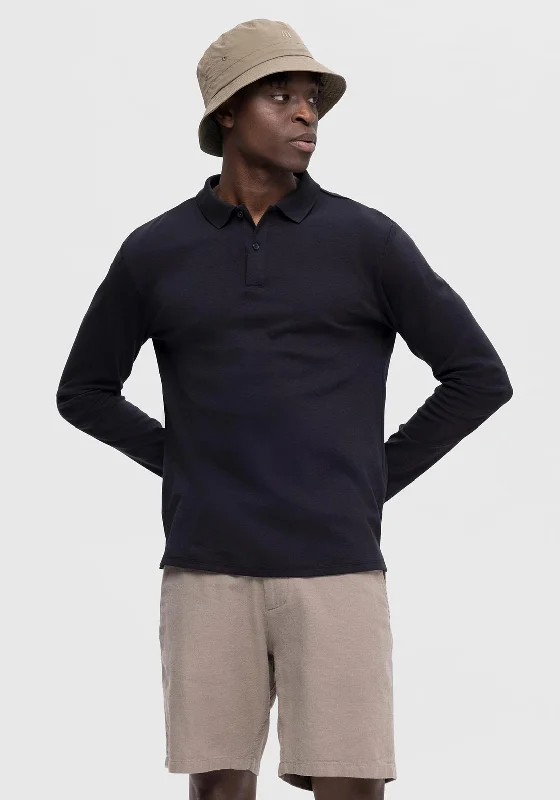 Special Buy Selected Homme Long Sleeve Polo Shirt, Black