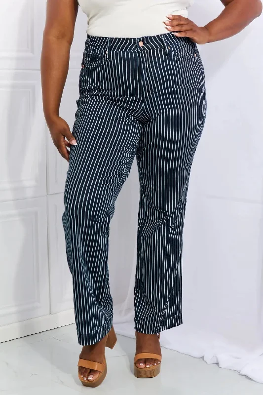 Super Discount Judy Blue Cassidy High Waisted Tummy Control Striped Straight Jeans