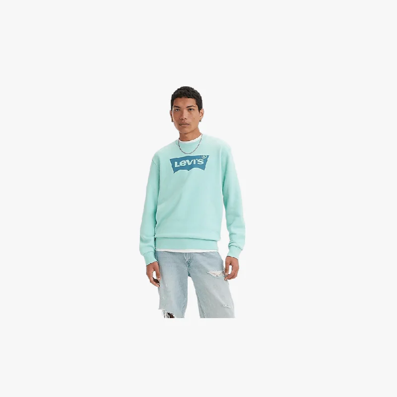 Weekend Deal Levi's Mens Standard Fit Graphic Crewneck Sweatshirt Pastel Turquoise