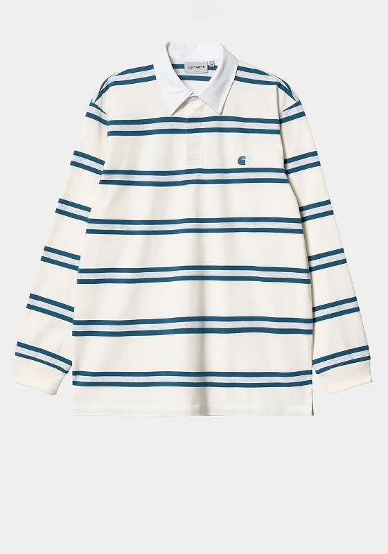 Final Clearance Carhartt Tork Stripe Rugby Polo Shirt, Wax & Teal