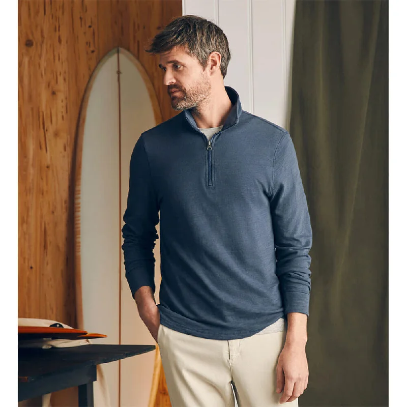 New Arrival Faherty Sunwashed Slub Quarter-Zip Pullover Sweater - Blue Nights