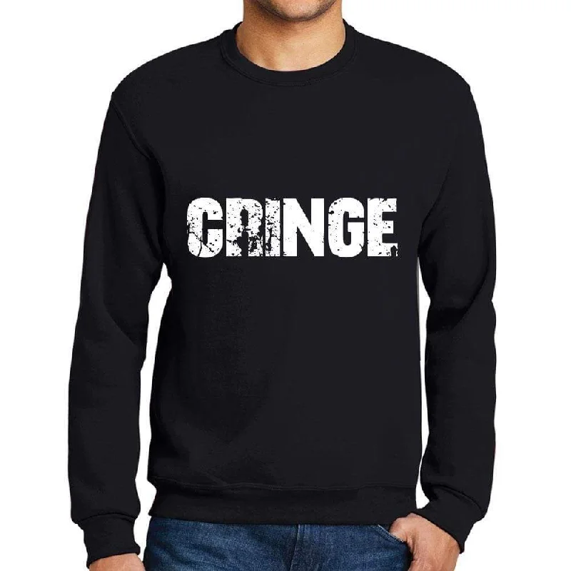 Bargain Alert Men's Printed Graphic Sweatshirt Popular Words CRINGE Deep Black