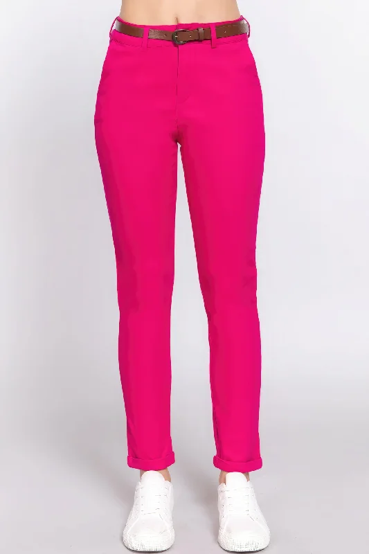 Weekend Shopping Extravaganza Cotton-span Twill Belted Long Pants