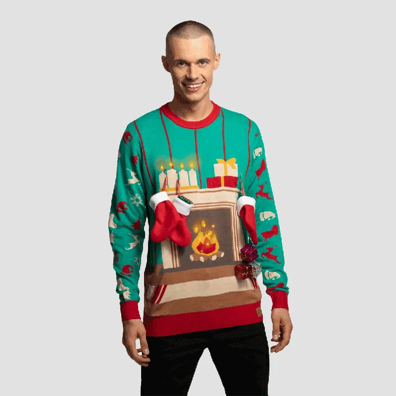Weekend Savings Extravaganza Kamin Weihnachtspullover Herren