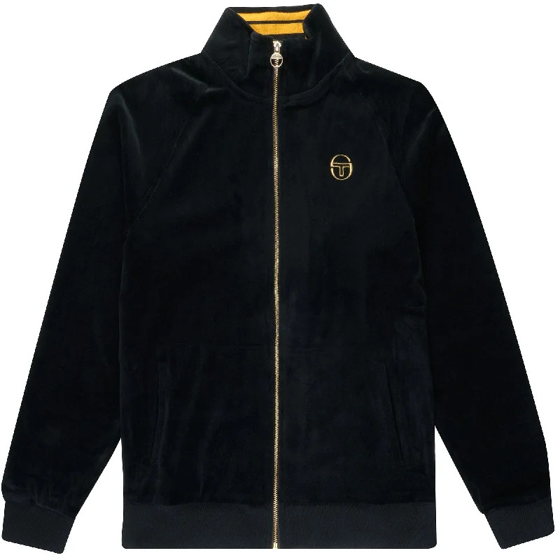 Year-End Clearance Sergio Tacchini Men's Court Velour Track Top Black