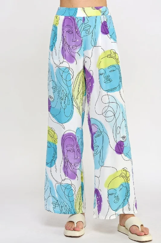 Unbeatable Prices Printed Wide Leg Pant With Elastic Back