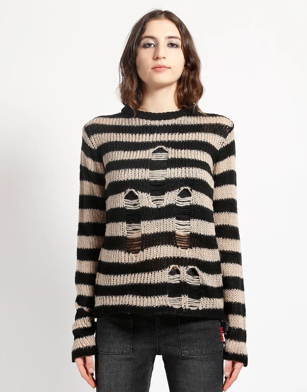 Steals and Deals RAG STRIPE SWEATER IVORY