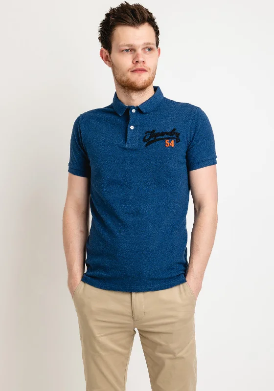 Deal Dash Superdry Vintage Superstate Polo Shirt, Bright Blue Marl
