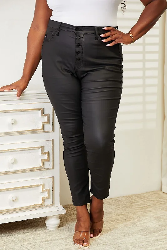 Weekend Specials to Snag Kancan High Rise Black Coated Ankle Skinny Jeans