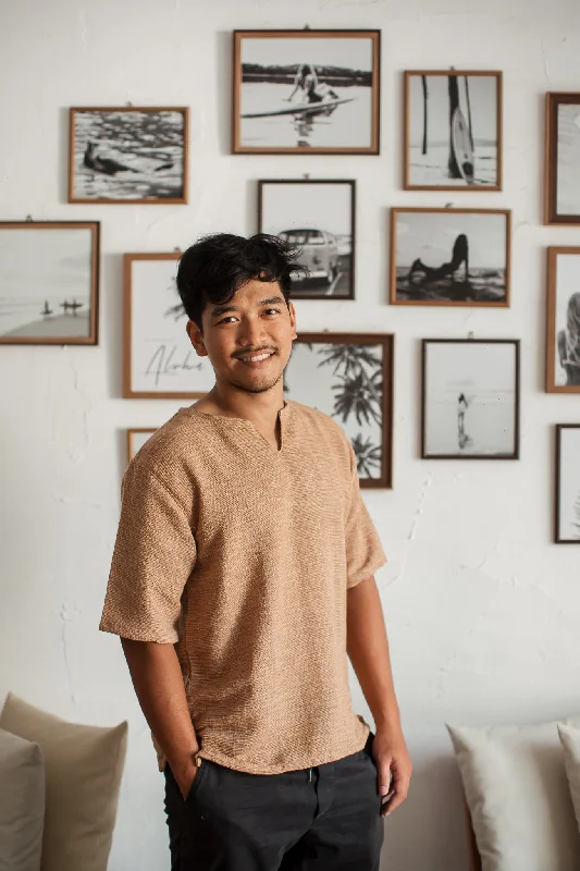 Weekend Discounts to Delight Short Sleeve Hand Woven Cotton Shirt