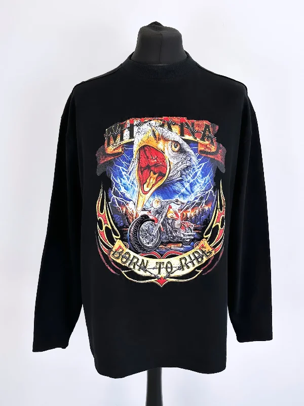 Top Pick Black Heavyweight Eagle Long Sleeve T-shirt.