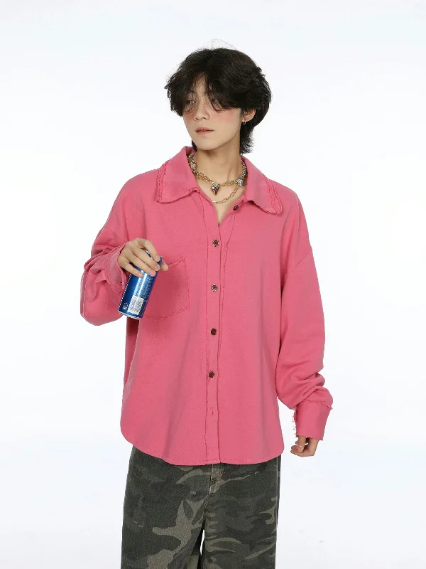 Weekend Offers That Shine Oversized Raw-Edge Button-Down Shirt