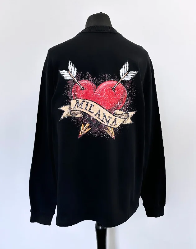 Clearance Sale Black Heart Script Heavyweight Long-Sleeve T-shirt.