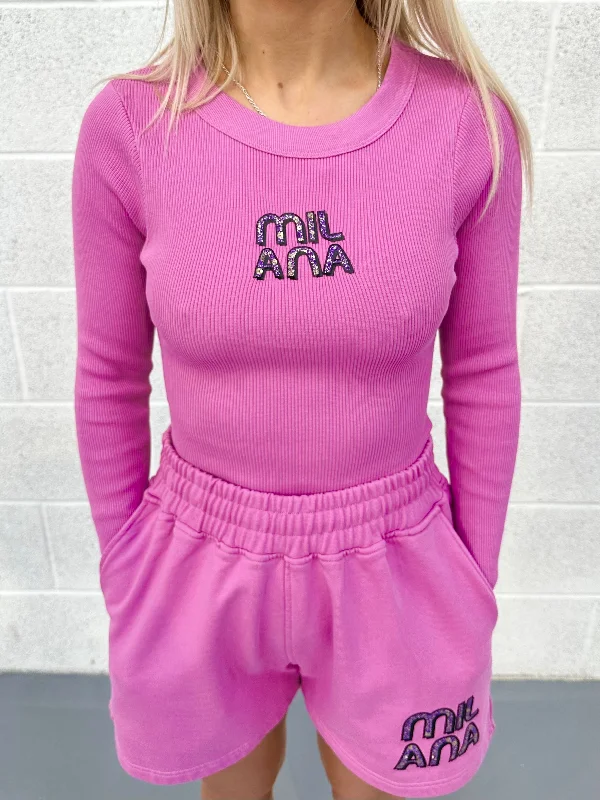 Epic Value Raspberry Embellished Ribbed Long Sleeve.