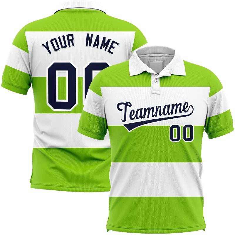 Incredible Offers Custom White-Neon Green Horizontal Stripe Design Performance Polo Shirt Incredible Offers Custom White-Neon Green Horizontal Stripe Design Performance Polo Shirt