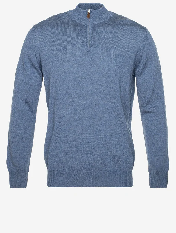Savings Galore Stenstroms Gestrickter Half Zip Merinowolle-Blau