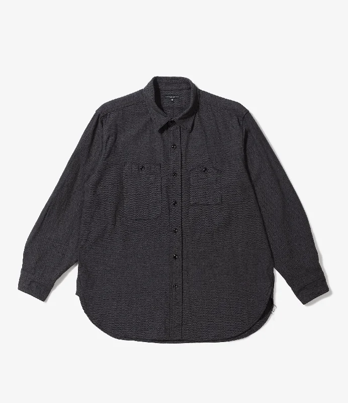 Weekend Savings Sensation Engineered Garments Work Shirt - Dk Grey Cotton Herringbone Flannel