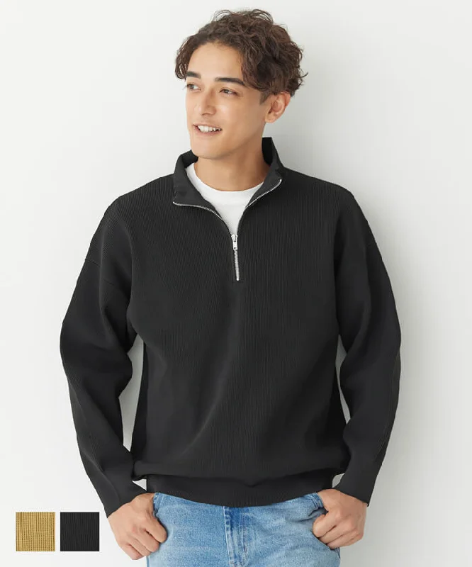Hurry In セール★2690円→1690円 片畦編みハーフZIPニット メンズ メール便不可