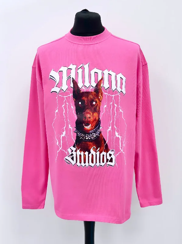 The Best Deal Hot Pink Heavyweight Graphic Long Sleeve T-shirt.