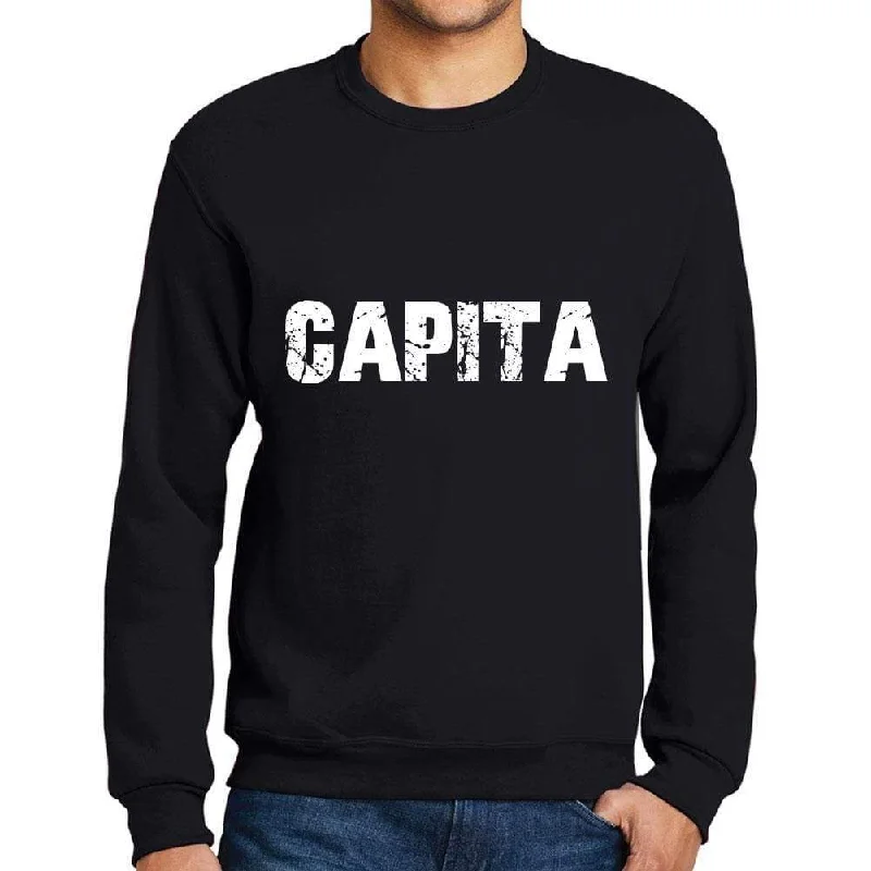 Special Discount Men's Printed Graphic Sweatshirt Popular Words CAPITA Deep Black