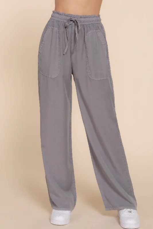 Weekend Specials to Grab Elastic Waist Tencel Long Pants