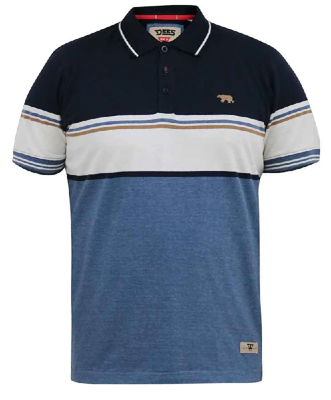 Deal Alert D555 Men's OFFLEY-Stripe Jersey Polo With Ribbed Cuffs & Jacquard Collar in Navy/ Denim marl, 3XL to 6XL Deal Alert D555 Men's OFFLEY-Stripe Jersey Polo With Ribbed Cuffs & Jacquard Collar in Navy/ Denim marl, 3XL to 6XL