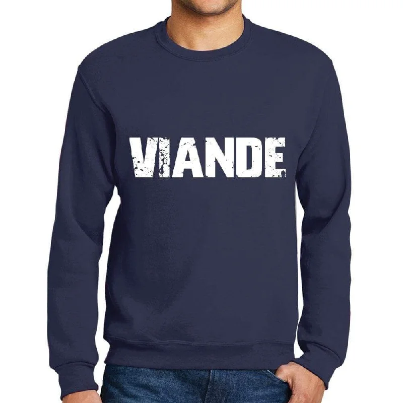 Weekend Offers That Excite Men's Printed Graphic Sweatshirt Popular Words VIANDE French Navy Weekend Offers That Excite Men's Printed Graphic Sweatshirt Popular Words VIANDE French Navy