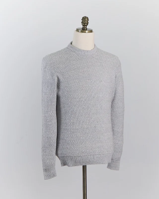 Hurry Up Cashmere & Linen Blend Half Basket Classic Crewneck Sweater