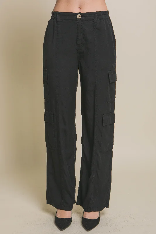 Markdown Sale Full-length Tencel Pants With Cargo Pockets