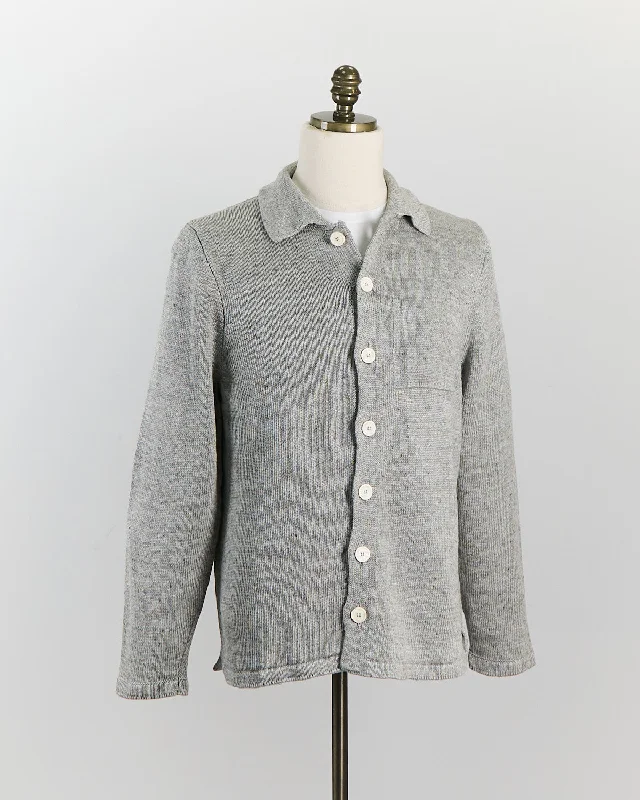 TIME-Limited Offer Signature 100% Washed Linen Light Grey Mix Shirt Jacket