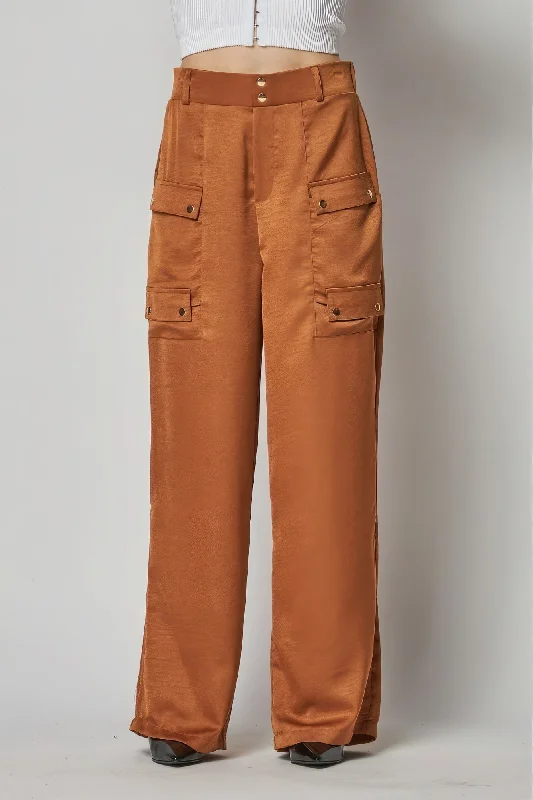 Weekend-Only Price Drops Satin Cargo Pocket Wide Leg Pants