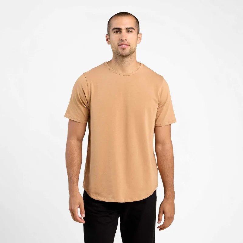Great Deal Short Sleeve Curved Hem T-Shirt | Cinnamon