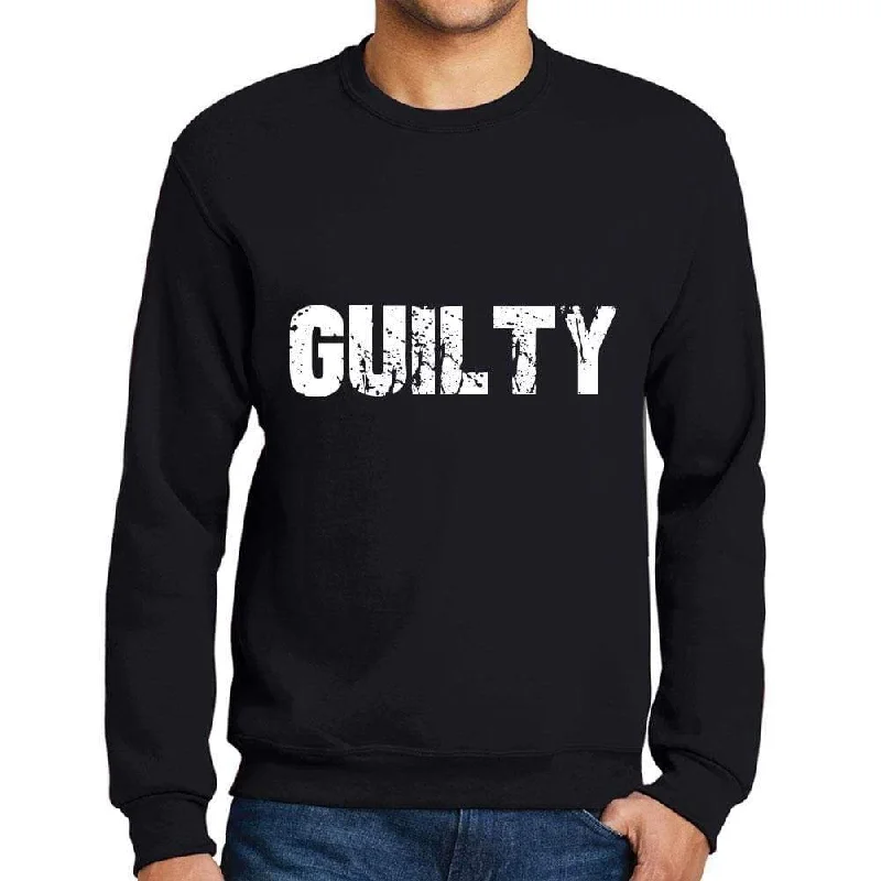 Deal Alert Men's Printed Graphic Sweatshirt Popular Words GUILTY Deep Black