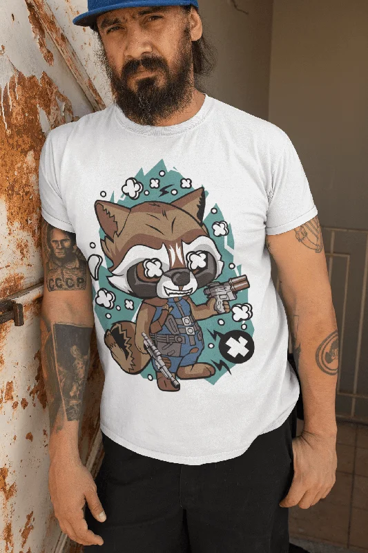 Weekend Discounts to Enjoy ULTRABASIC Men's T-Shirt Talking Raccoon- Superhero Shirt - Cartoon Character