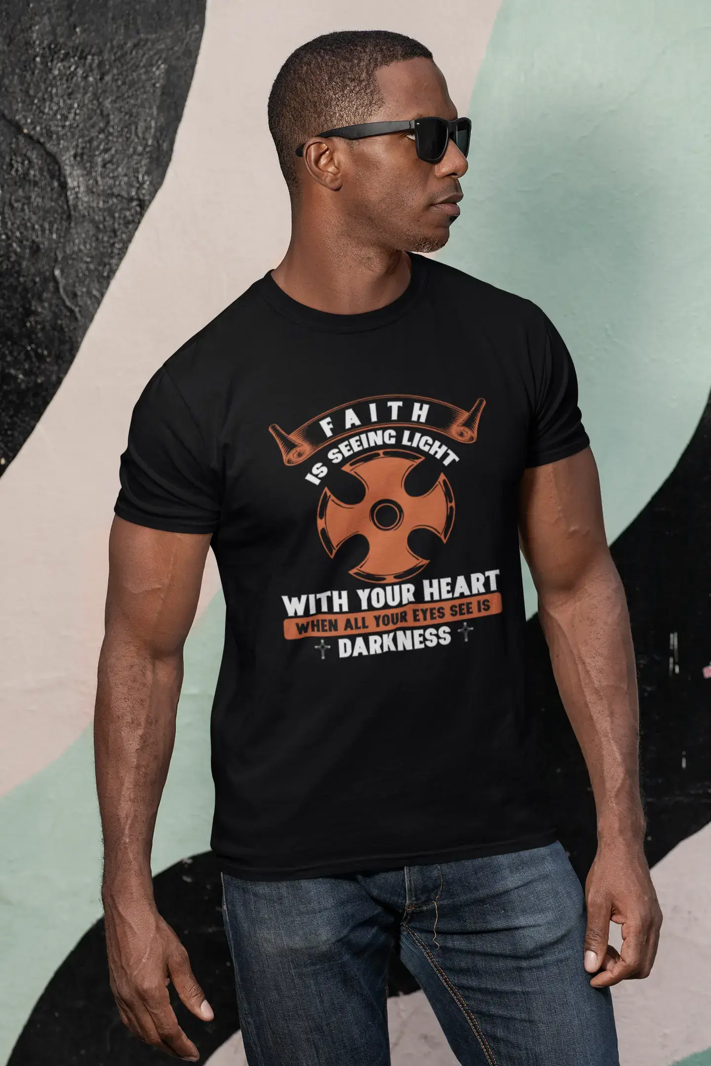 Weekend Offers That Sizzle ULTRABASIC Men's T-Shirt Faith is Seeing Light With Your Heart - Christian Shirt Weekend Offers That Sizzle ULTRABASIC Men's T-Shirt Faith is Seeing Light With Your Heart - Christian Shirt