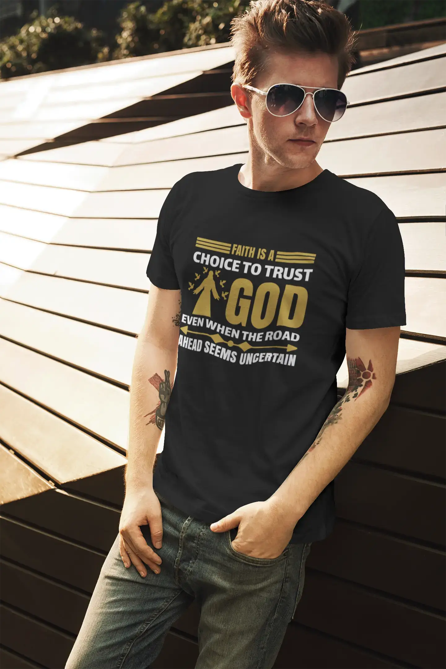 Unmissable Sale ULTRABASIC Men's T-Shirt Faith is a Choice to Trust God - Christian Religious Shirt