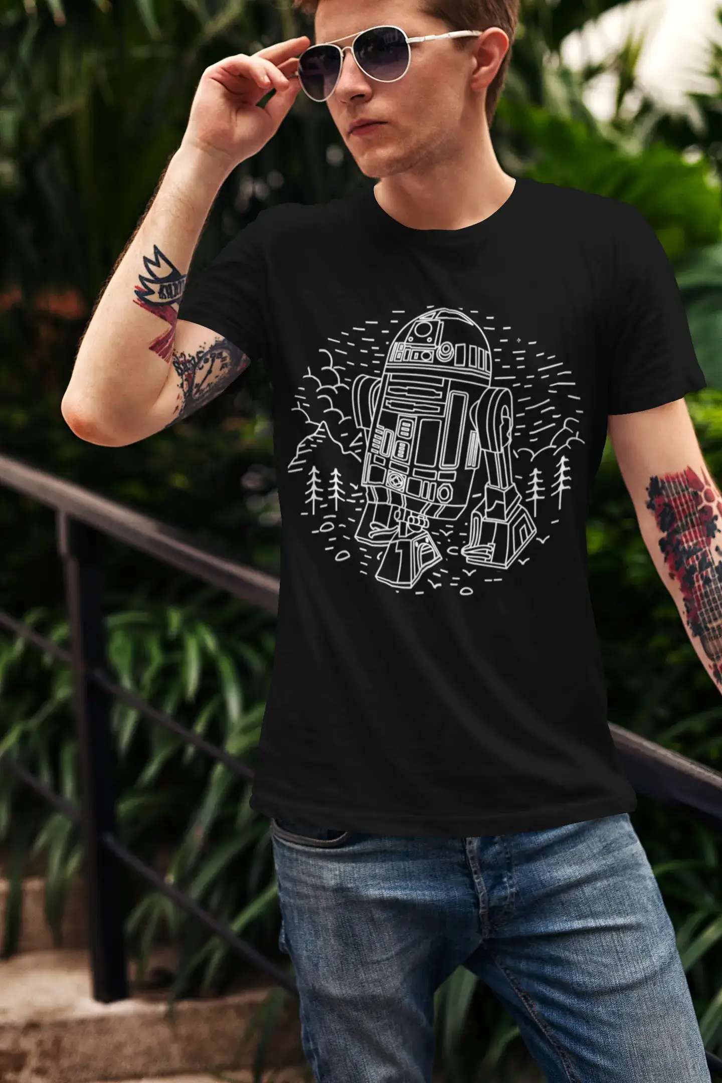 Weekend Specials to Love ULTRABASIC Men's Graphic T-Shirt Black Droid - Galaxy Space Shirt for Men Weekend Specials to Love ULTRABASIC Men's Graphic T-Shirt Black Droid - Galaxy Space Shirt for Men