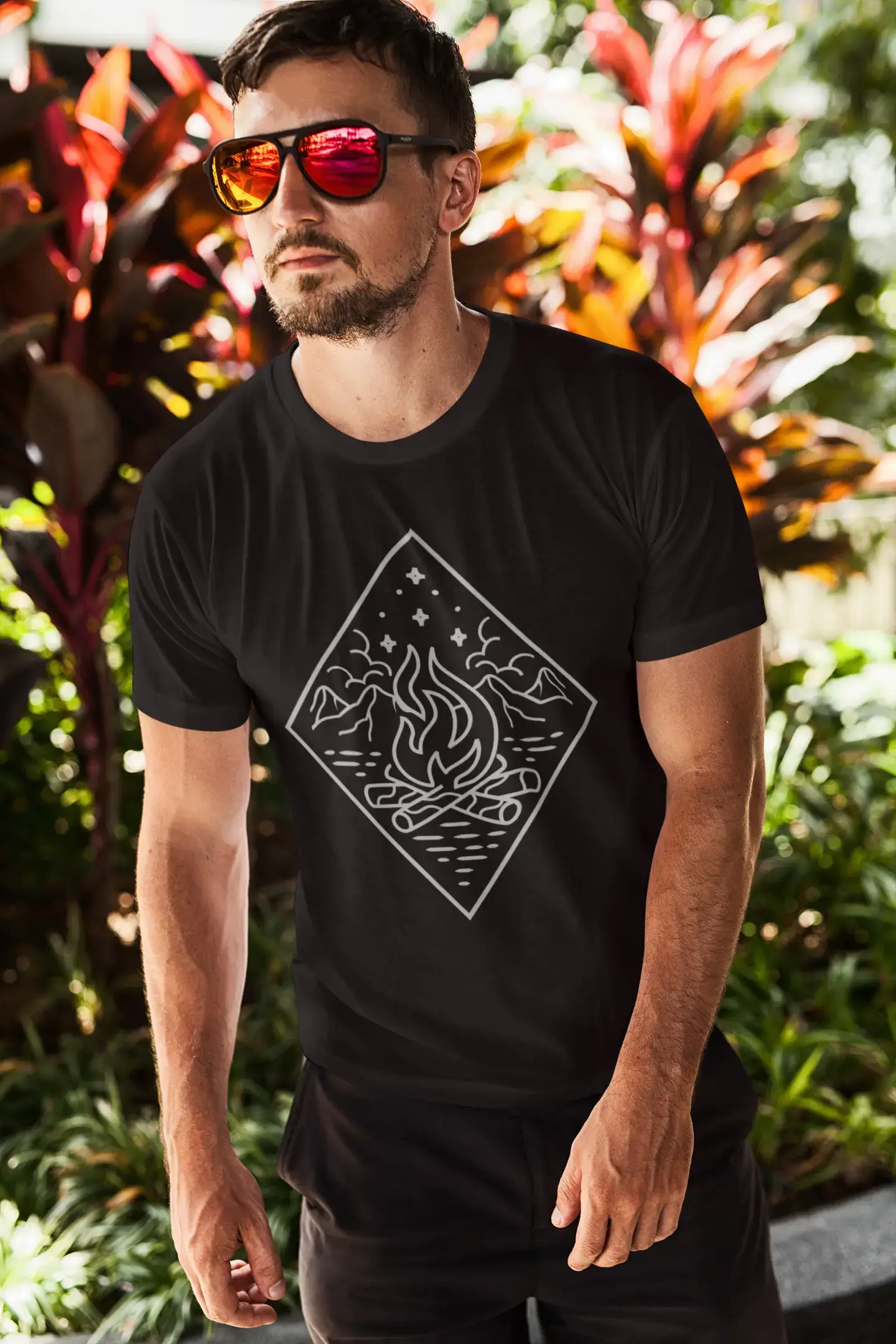 New Markdowns ULTRABASIC Men's Graphic T-Shirt Camping Fire - Adventure Camping Shirt for Men