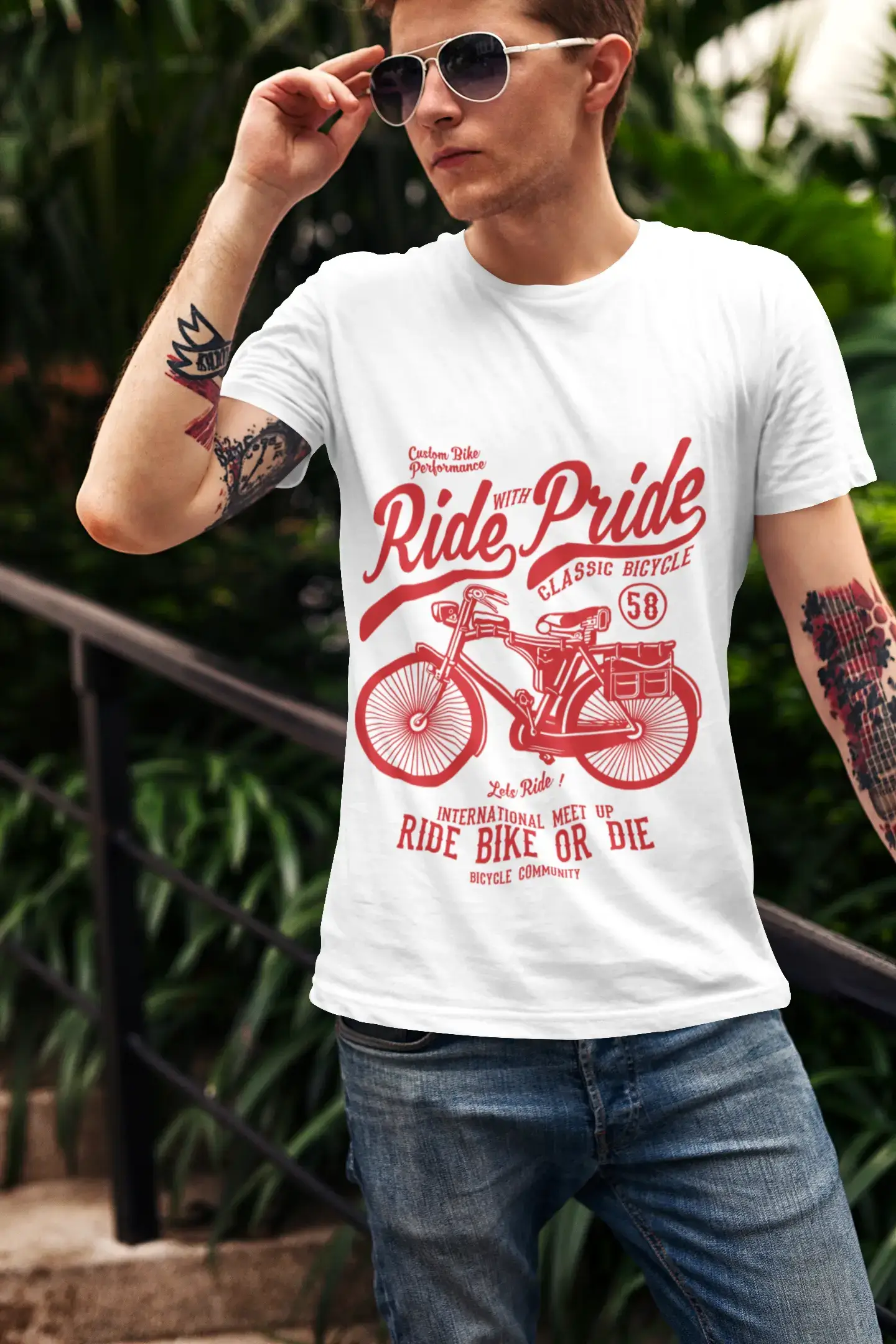 New Deal ULTRABASIC Men's T-Shirt Ride With Pride - Classic Bicycle - Ride Bike or Die Tee Shirt New Deal ULTRABASIC Men's T-Shirt Ride With Pride - Classic Bicycle - Ride Bike or Die Tee Shirt