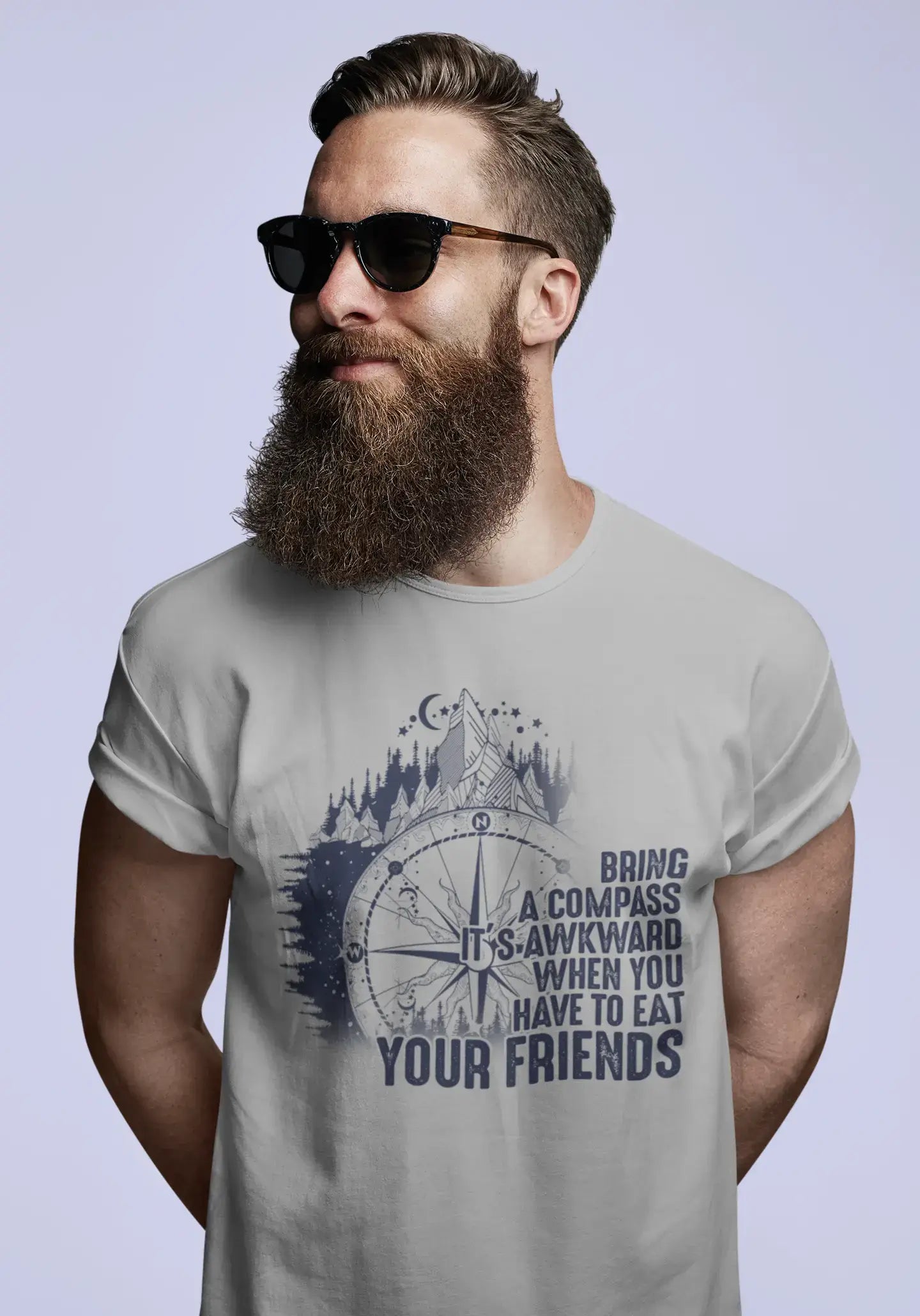 Shop and Save ULTRABASIC Men's T-Shirt Bring a Compass - Mountain Hiking Tee Shirt