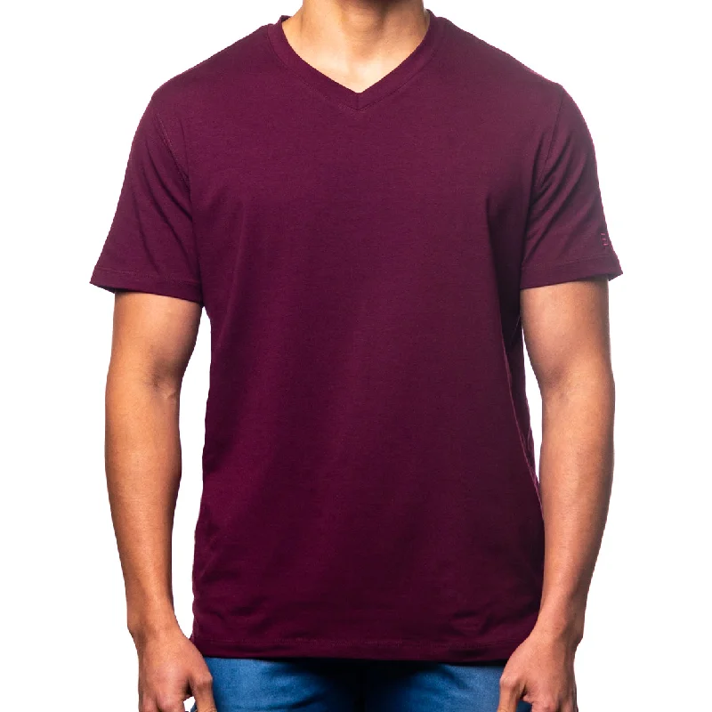 Steals and Deals Essential V Neck T-Shirt - Burgundy