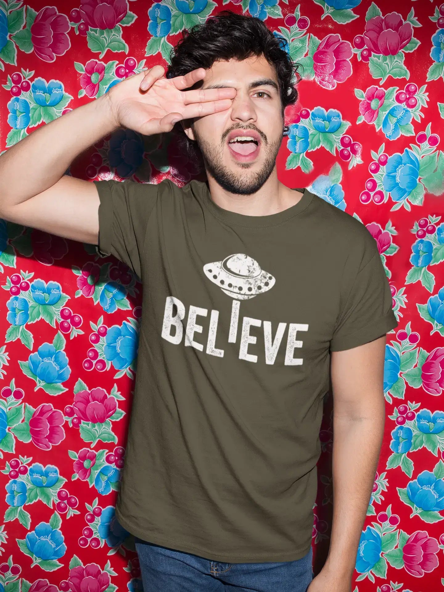 Weekend Specials to Grab ULTRABASIC - Graphic Men's Believe UFO Alien T-Shirt Funny Casual Letter Print Tee Grey Marl Weekend Specials to Grab ULTRABASIC - Graphic Men's Believe UFO Alien T-Shirt Funny Casual Letter Print Tee Grey Marl