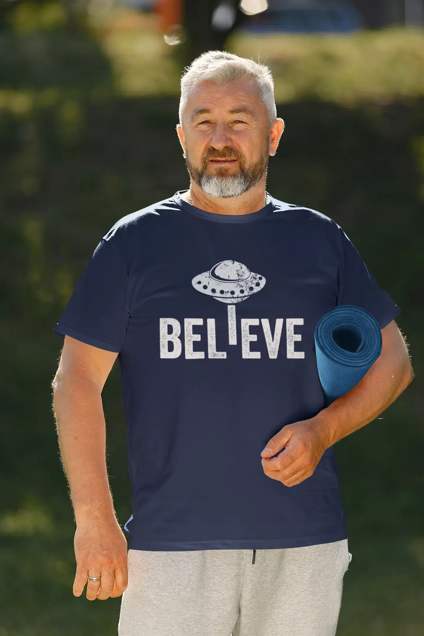 Weekend Bargains to Snag ULTRABASIC - Graphic Men's Believe UFO Alien T-Shirt Funny Casual Letter Print Tee Mouse Grey