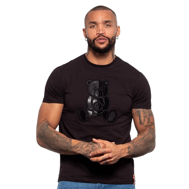 Savings Galore Big Fuzzy Bear Graphic T-Shirt - Black