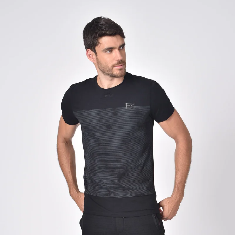 Weekend Offers That Shine Striped Black Crew Neck
