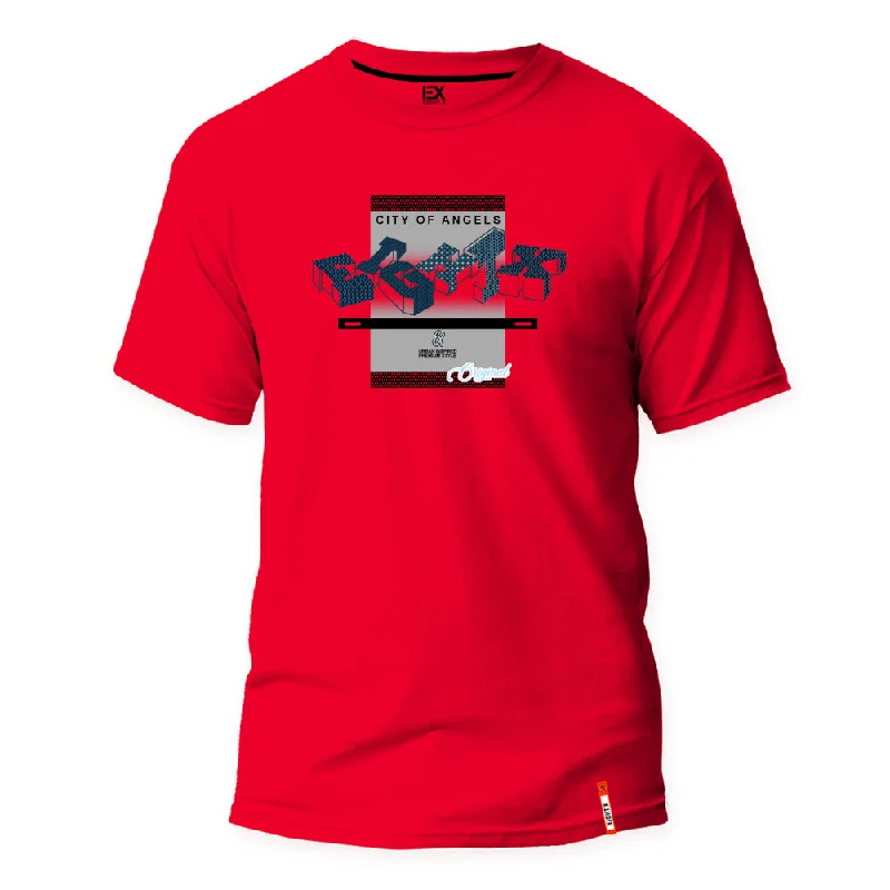 Unwind with Weekend Discounts Blocks 8X Street T-Shirt - Red