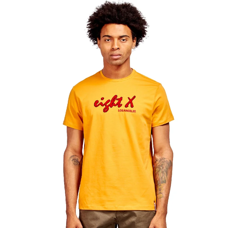 Price Slash Chenille Logo Patch 3D Graphic T-Shirt - Yellow