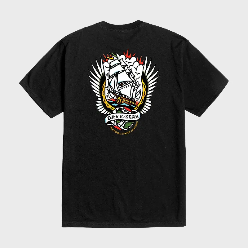 Steals and Deals Dark Seas Mens Worldwide Stock T-Shirt - Black