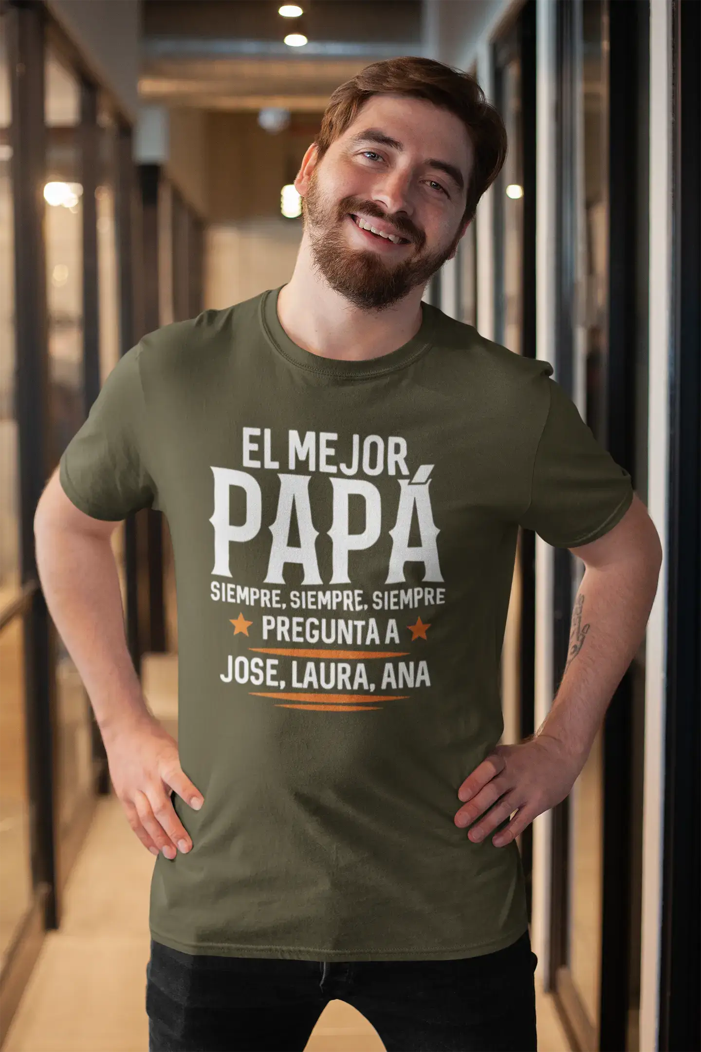 Weekend Bargains Galore ULTRABASIC - Graphic Printed Men's Father's Day Best Dad T-Shirt Military Green